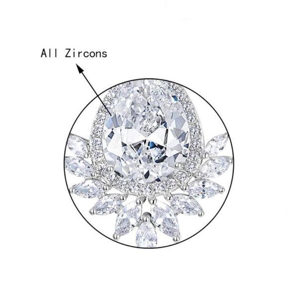 Silver with White Diamond Cubic Zirconia Vintage Style Chandelier Post Earrings - Picture 6 of 6